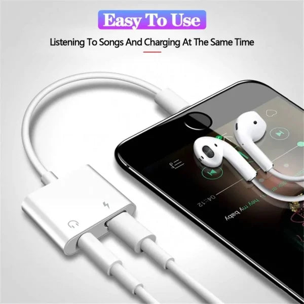 2-in-1 Dual Lightning Headphone Adapter Cable, Lightning 3.5mm ,headphone Jack Adapter,