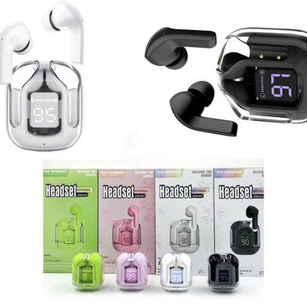 Air31 Earbuds Wireless Crystal Transparent Body | Air 31 Bluetooth Ear Bud – With Pouch