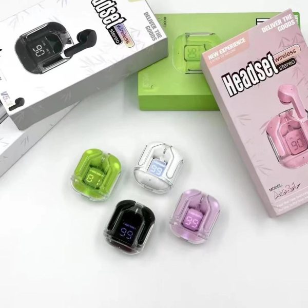 Air31 Earbuds Wireless Crystal Transparent Body | Air 31 Bluetooth Ear Bud – With Pouch